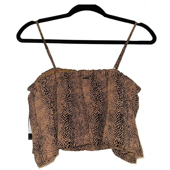 Volcom Brown/Black Snake down Crop Camisole Tank Top - Picture 4 of 8